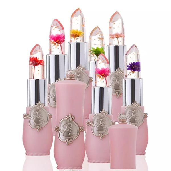

2018 new transparents flower lipstick waterproof temperature color change jelly lipbalm long lasting moisturizering pink pintalabios