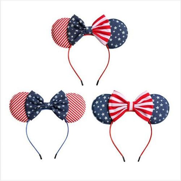 

usa national flag headband cute child hairs band baby bow hair hoop festival decoration fashion girl princess hair accessiones dhl fj341, Slivery;white