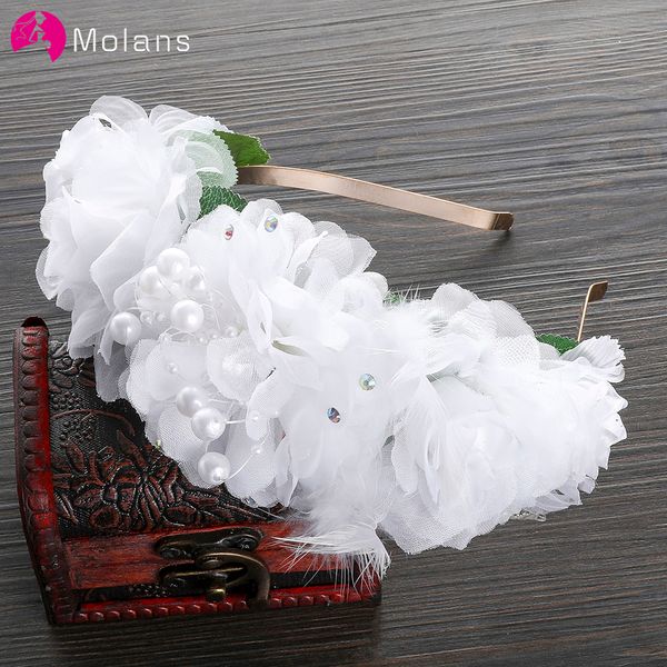 

molans women wedding accessories chic flower crown pearl rhinestone elegant bridal flower garland festival art pgraphy