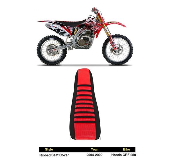 2020 2004 2009 Honda Crf250r Ribbed Gripper Seat Cover Red Black