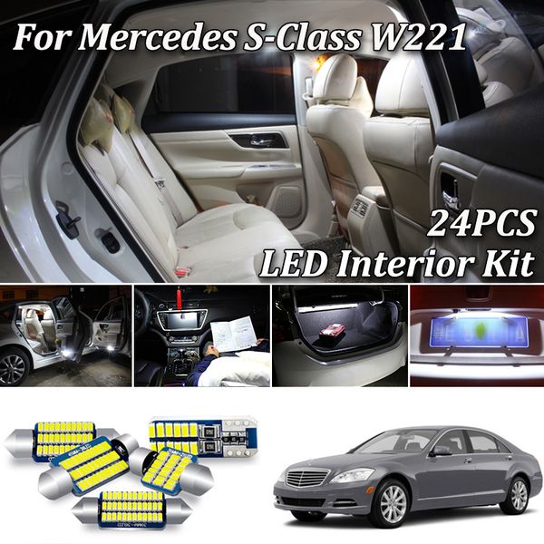 

24pcs error for s class w221 s250 s280 s300 s320 s350 s400 s420 s450 led interior light lamp kit (2006-2013
