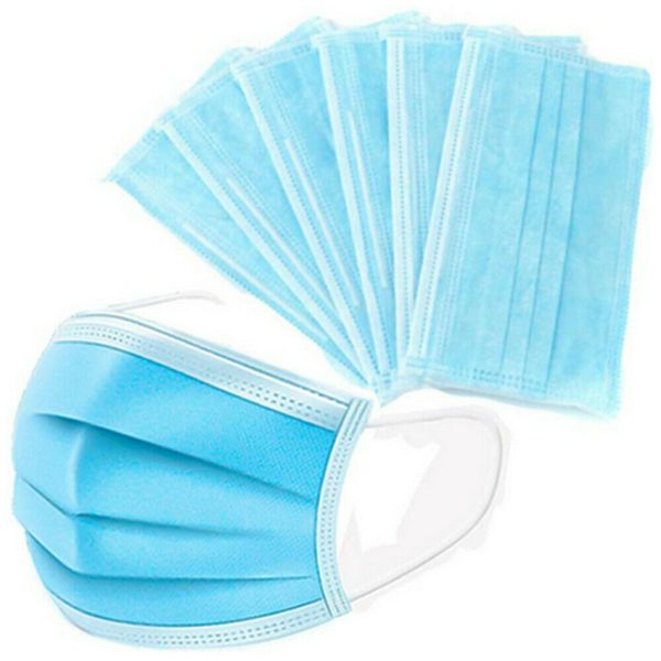 100 Stück Einweg-Atemschutzmaske, 3-lagige Grippe-Atemschutzmaske mit elastischen Ohrringen, PM2,5, elastischer Mund, weiches, atmungsaktives Gesicht, Vliesstoff