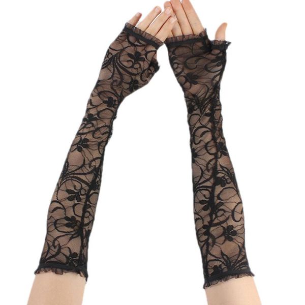 

1 пар lace arm sleeve uv защита руки крышка рукав sunblock солнцезащитный протектор рукава для женщин охлаждения (черный, Black;gray