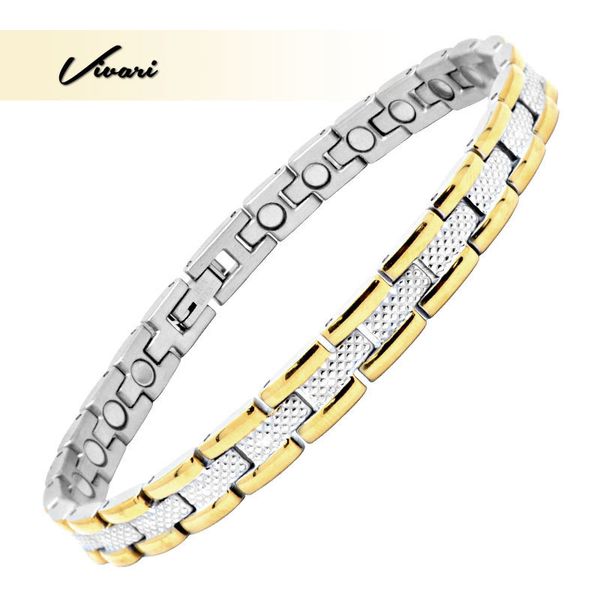 

vivari ladies silver gold 24pcs magnets jewelry fast delivery wristband magnetic stainless steel bio bangle charm, Golden;silver