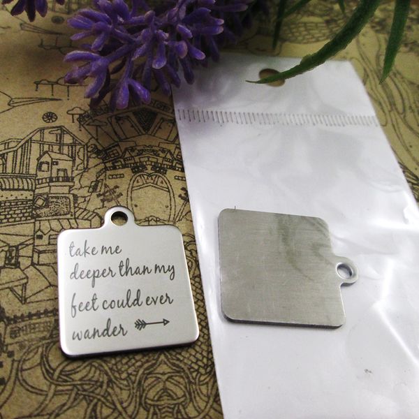 

40pcs--"take me deeper than my feet could ever wander"stainless steel charms more style for choosing diy charms pendants for neckl, Bronze;silver