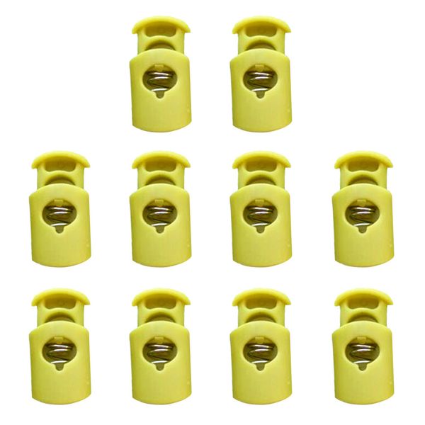 

10pcs/set plastic toggle barrel cord lock ser spring end ssingle hole - fluorescent green, Black