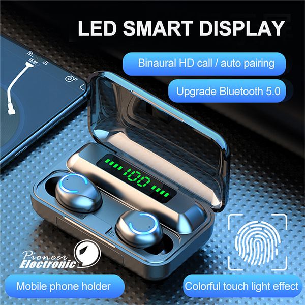 

headset for earbuds earphones tws upgraded bluetooth cellphones stereo headphones charging case wireless f9-9 display headset 5.0 led lhqmc