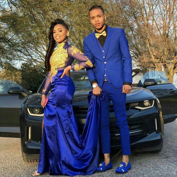 

royal blue suits men wedding attire man blazer jacket groom tuxedos man outfits terno masculino 3piece costume homme mariage, White;black