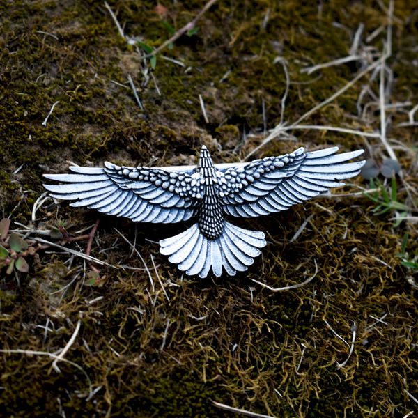 

viking raven hair pin, Golden;white