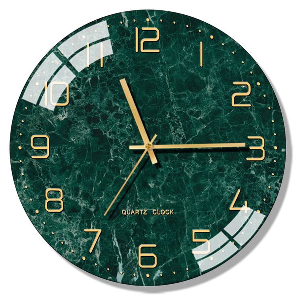 

nordic modern silent wall clock glass living room table home clocks wall home decor creative marble horloge kitchen clock fz215