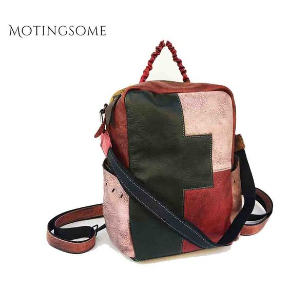 

genuine leather women backpack handmade brush color cow leather backpack luxury female school bag mochila for teenager girl 2019