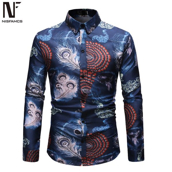

gothic style boys printed shirt long sleeve club wear blouse novelty floral shirts slim fit turn-down collar man 3xl autumn, White;black