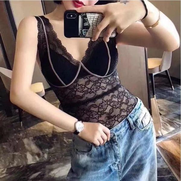 

lace hollow out tank women's underwear tight skinny transparent slimming was thin bottoming intimates, White