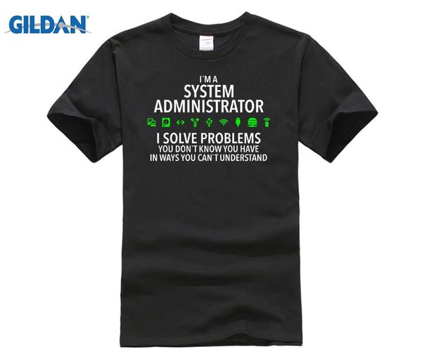 

dildan brand t shirt men 2018 fashion t shirt summer famous clothing geek system administrator tee custom, White;black
