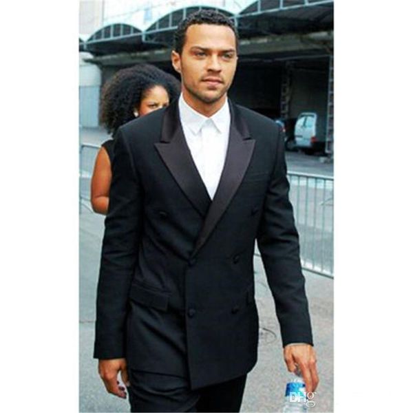 

custom double-breasted black business formal suits two pieces (blazer+pant) wedding men suits groom wear for sale, Black;gray