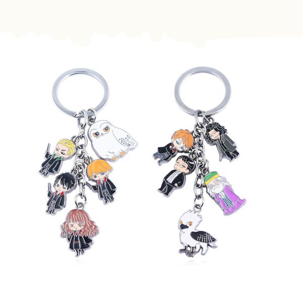 

movie hogwarts owl keychain magic trendy magic keyring for women man accessories h p movie fan cosplay jewelry, Silver
