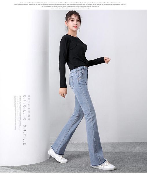 

light blue extended cowboy flares female
