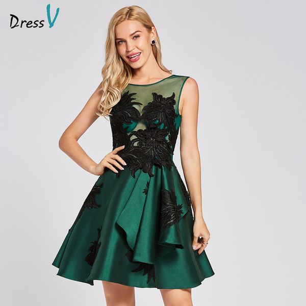 

party dresses dressv dark green cocktail dress scoop neck a line sleeveless graduation elegant fashion, White;black