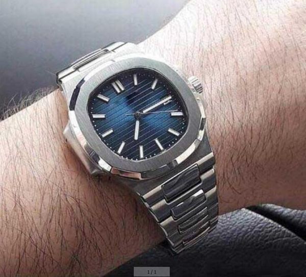 

2019 designer waterproof watch men automatic luxury watches 5711 silver strap blue stainless mens mechanical montre de luxe wristwatch, Slivery;brown