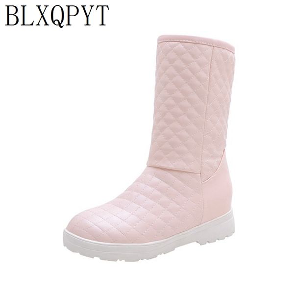 

blxqpyt super big &small size 33-53 winter snow boots women 2019 round toe height increasing casual warm plush shoes woman 233, Black