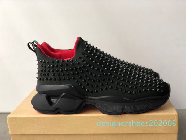 

2019 designer shoes spike sock donna studded spikes sneakers red bottom mens womens spikes running shoes us 4-12.5 d03, Black