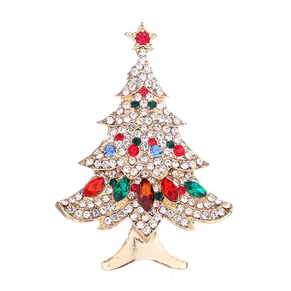 

2019 christmas tree brooches for women rhinestone inlay fashion jewelry festival brooch pins good gift winter coat cap brooch, Gray