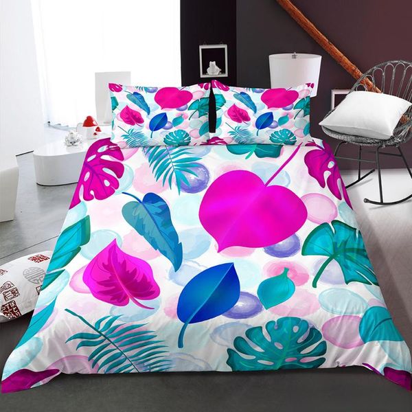 

3d colorful leaves bedding set duvet covers comforter bedding sets bedclothes bed linen for kids girls (no bed sheet