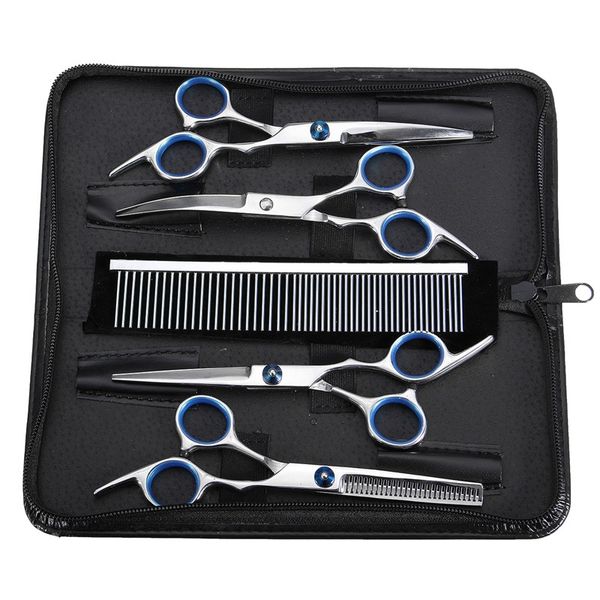 

7 inch pet grooming scissors set straight curved dog cat cutting thinning shears kit hair thinning shears