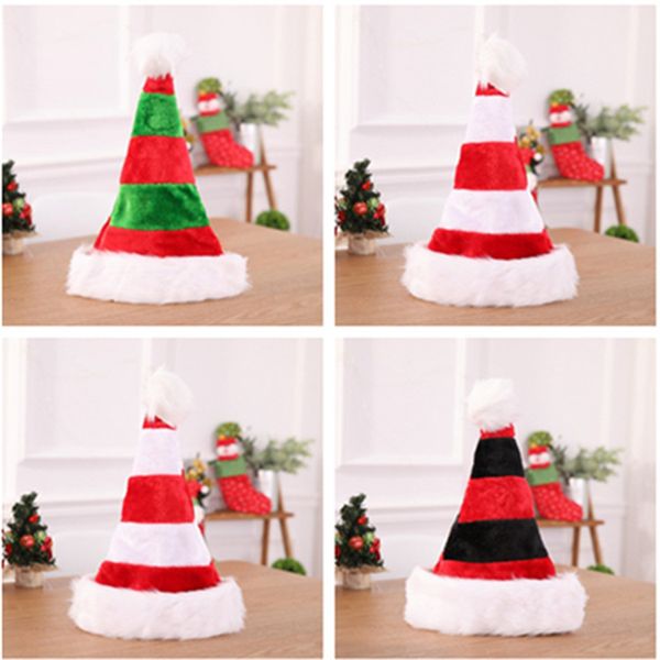 Hot Selling High End Double Layer Plush Christmas Hat Striped Party Decorative Cap Personalized Christmas Party Decorate Articles T9i00112 Home
