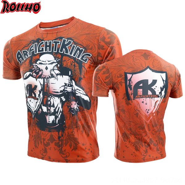 

rollho thai boxing mma boxing wear athletic & outdoor apparel t gym tee shirt fighting fighting martial arts fitness training muay thai t sh, Black;red