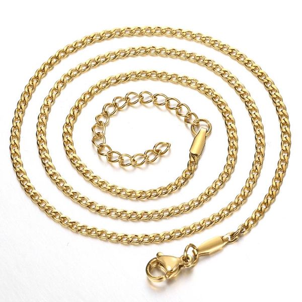 

width 2mm stainless steel curb link chain necklace for men women gold silver color simple jewelry gifts knm179b