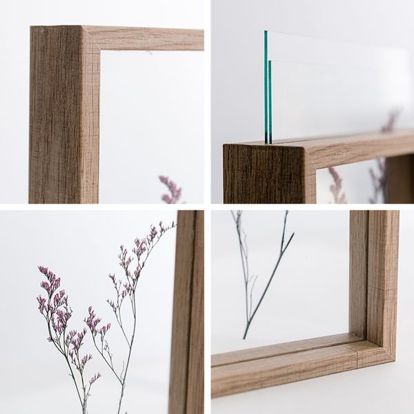 

1pc double sided picture album diy plant specimens wood frame wedding room deskdecoration baby book memories p albums