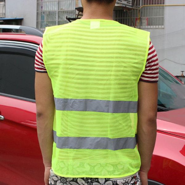 

2 pockets green orange safety mesh vest with reflective strips for airport