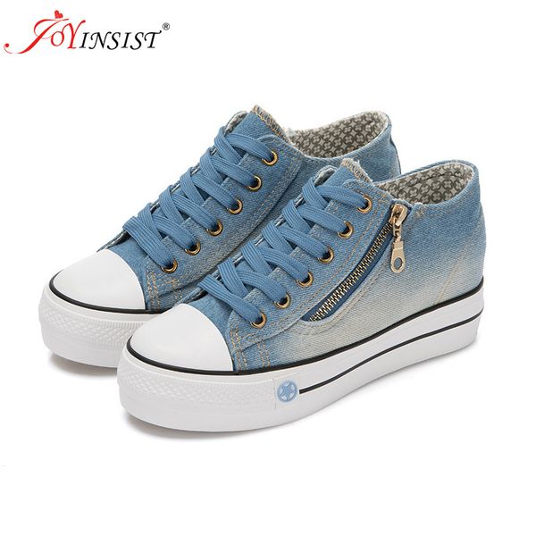 

2020 spring denim canvas shoes female korean version thick bottom shoes women shoe new y200702, Black