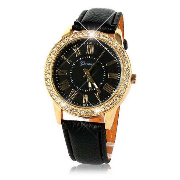 

geneva luxury women watches diamond leather band quartz watch analog wristwatches ladies bracelet watch reloj mujer clock xb40, Slivery;brown
