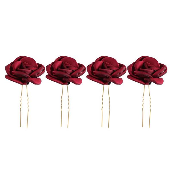 Hair Chopsticks Updo Rose Flower Decorative U Shaped Hair Pins