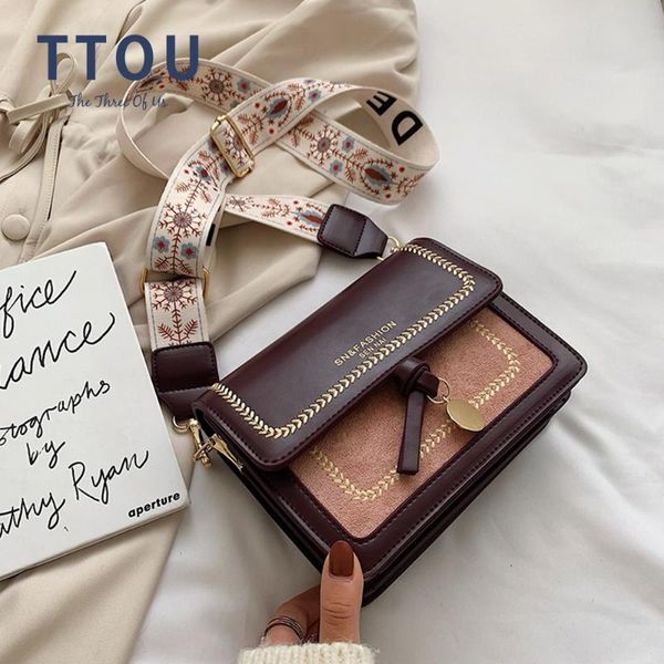 

женщины контрастного цвета кожа crossbody сумка 2020 сумка путешествие моды простой плеча сумка дама крест тело сумка