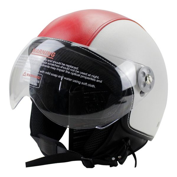 

brand black leather red white helmets for motorcycle retro half cruise helmet prince motorcycle helmet dot approved