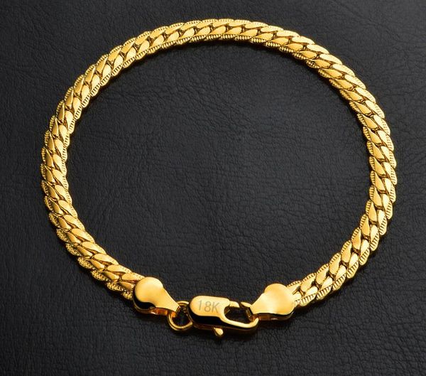 18K Gold 925 Silver Plated Chain Chain Bracelet para homens Mulheres 5mm Presente de aniversário Cool Moda Miami Hip Hop Link Bracelets Jóias