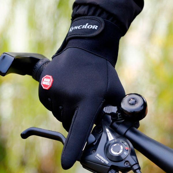 

winter cycling gloves full finger touch screen bike gloves windproof sport mtb road warmer bicycle gloves, Black