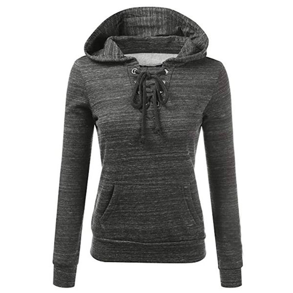 

women sweatshirt hoodies stripe bandage long sleeve blouse hooded pocket jumper pullover casual shirt tracksuit moletom new, Black