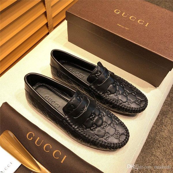 

18ss плюс размер 38-45 из натуральной кожи мужская обувь luxury brands итальянский вскользь mens мокасины мокасины дышащая скольжения на обу, Black