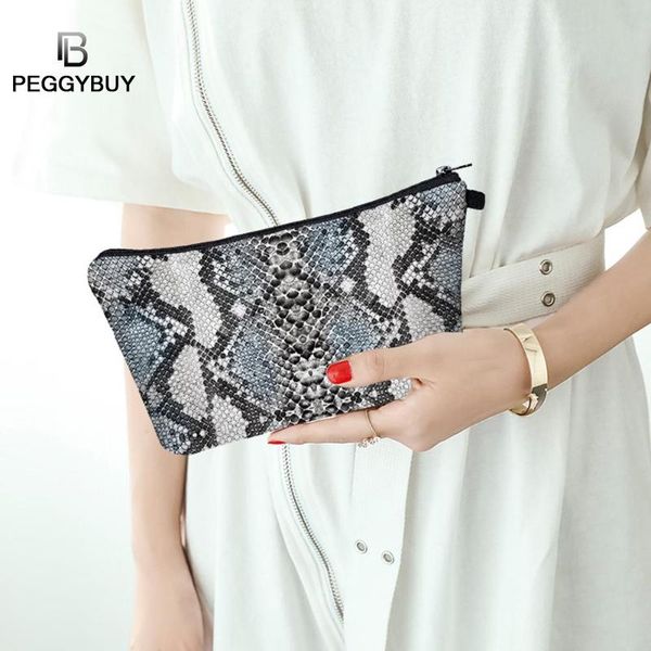 

3d digital snake print clutch waterproof makeup storage bags phone pouch clutch bag sac a dos bolsas feminina mujer sac a main