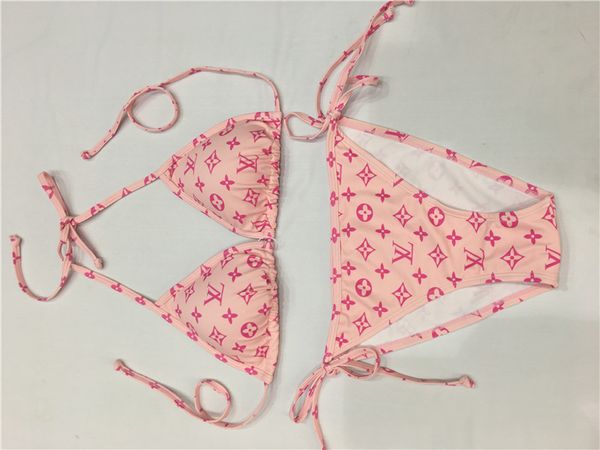 

Женские купальники 2020 бикини сексуальный раскрыть спине купальный костюм новый цветочный узор печати 7 градусов цвет фирменное Песчаный пляж бикини купальники