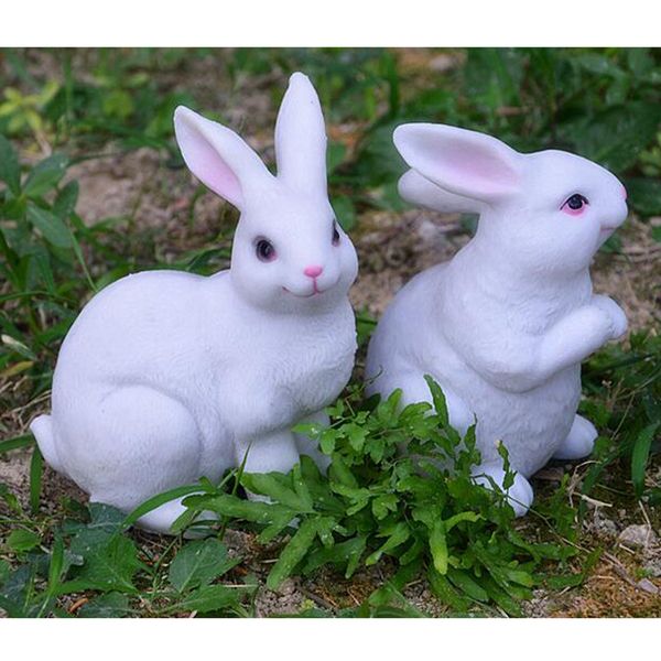 

outdoor garden ornaments rabbits figurine statues collectible animal 2pcs