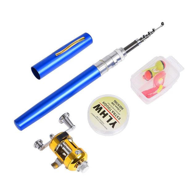 

4 pcs/set portable pen-type fishing rod drum two-piece portable pocket ice fishing rod sea otter gear set