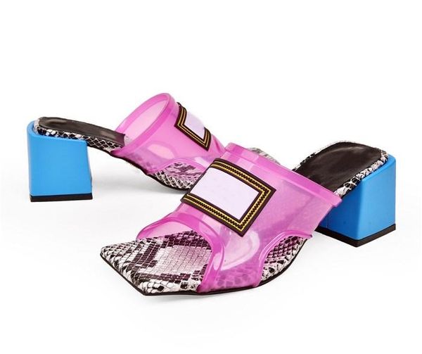 

2019 Прозрачные женские босоножки на высоком каблуке, мули с высоким каблуком. Верх