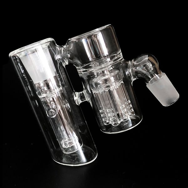 Apanhador de cinzas transparente grosso duplo perc tubos de água apanhador de cinzas 8 braços árvore Câmara pré-resfriador Reciclador inebriante soprado 14mm 18mm bongs dab acessório de fumaça