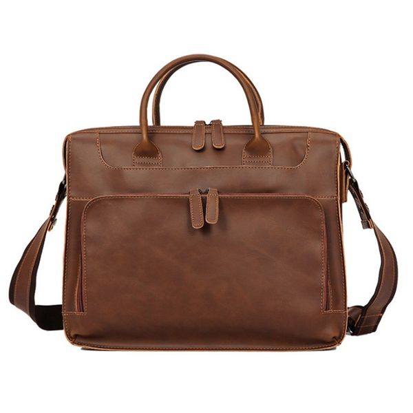 

crazy horse pu leather men's briefcase retro men's bag 14-inch portable computer bag business male handbag shoulder p1121