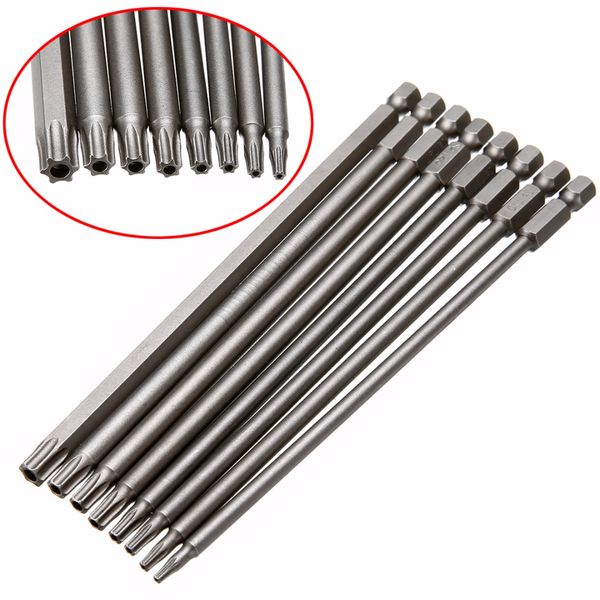 

8pcs torx screwdriver bit 150mm length long steel magnetic security electric screw driver set t8-t40